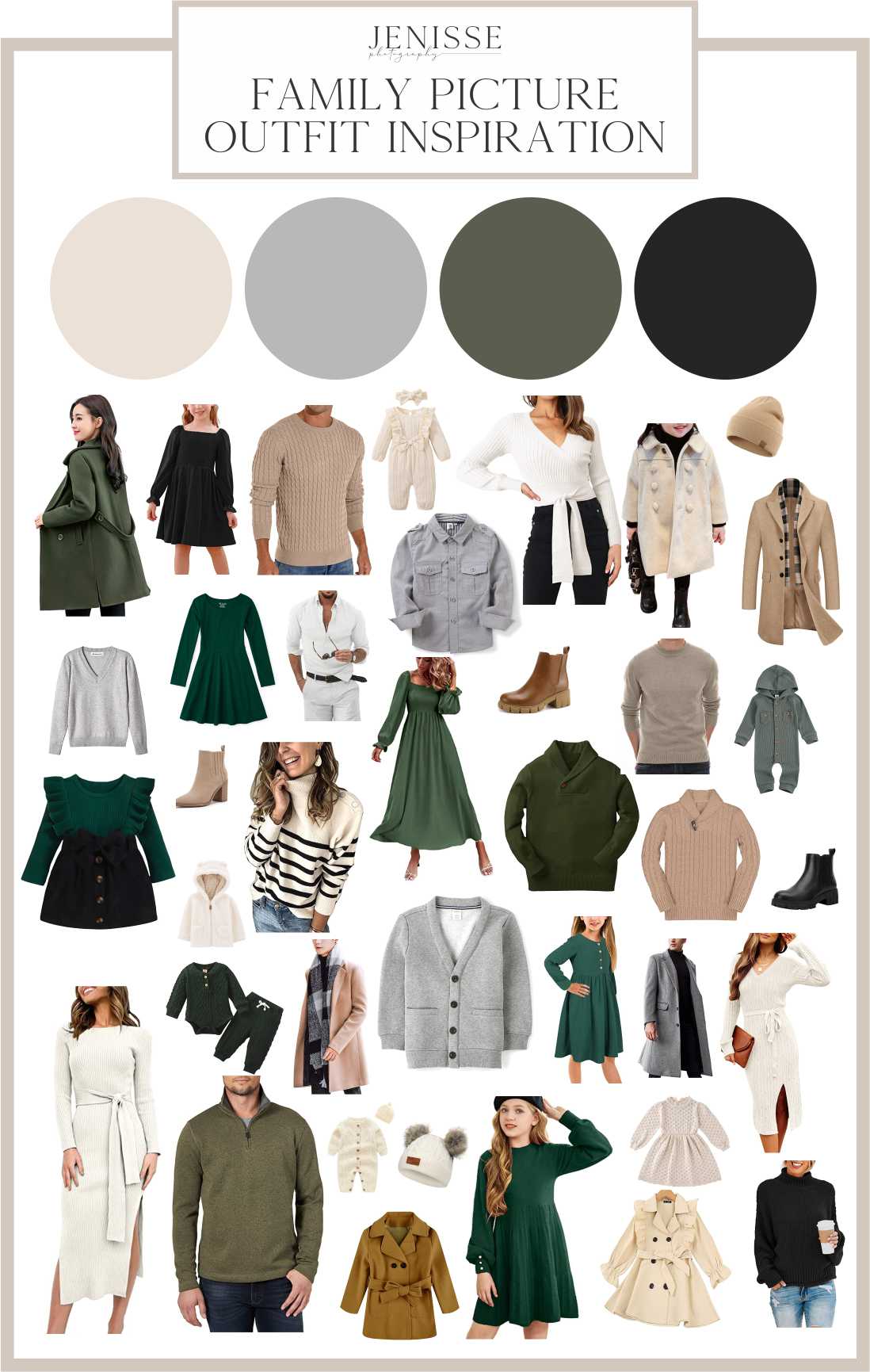 Fall and Winter Outfit Inspiration - Green and Neutrals