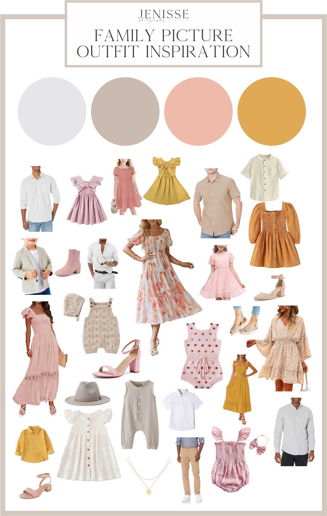 Summer Family Picture Outfit Inspiration - Mustard and Light Pink