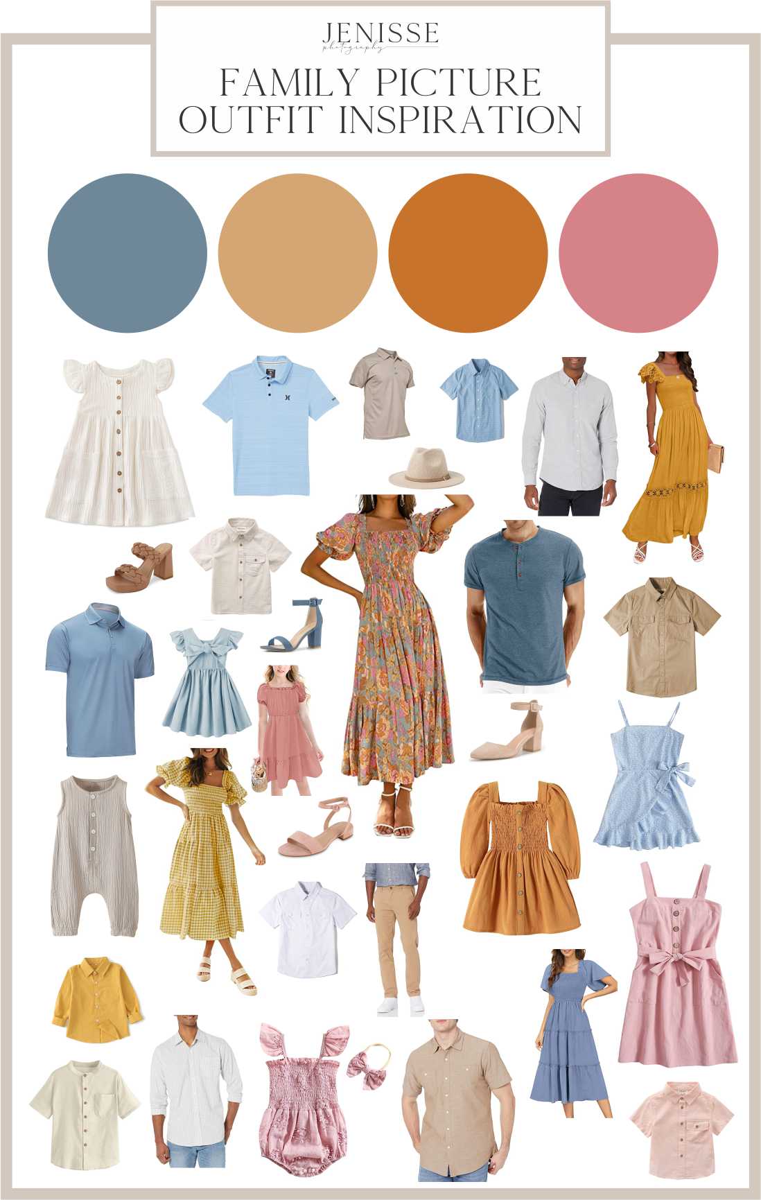 Family Picture Outfit Inspiration - Blue, Gold, Pink