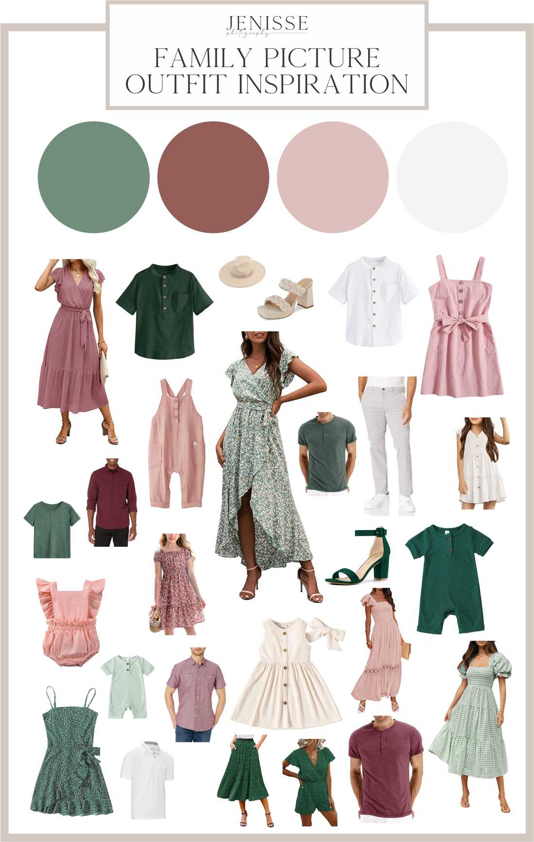 What to wear for family pictures - Green, Maroon, Pink