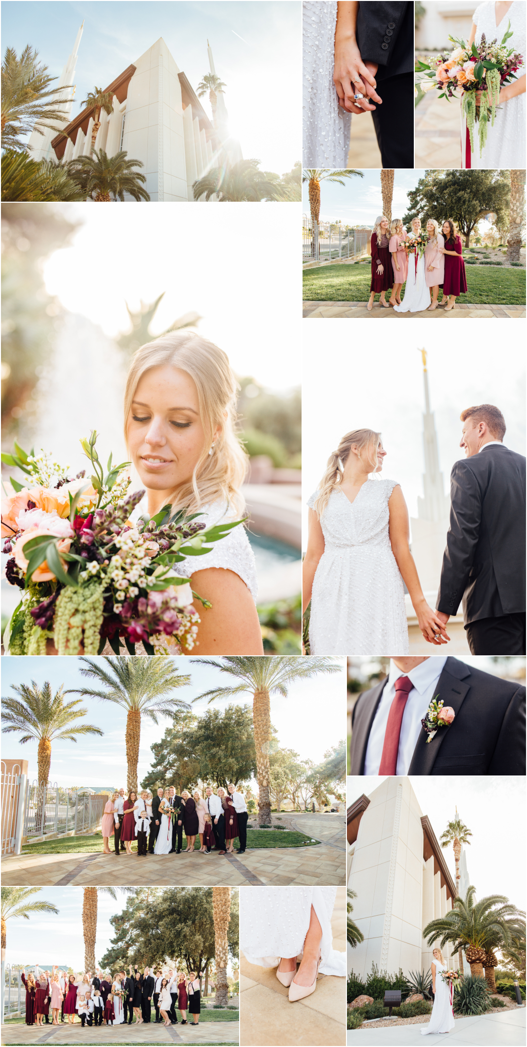 Las Vegas Nevada LDS Temple - Destination Wedding Photographer - Group Pictures and Temple Exit