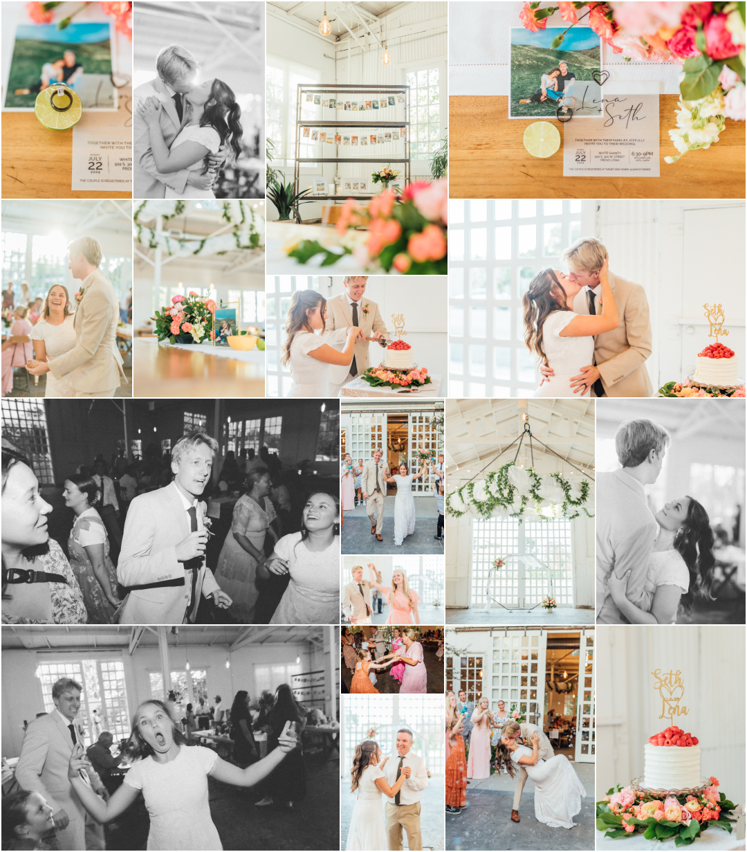 White Shanty Wedding Venue - Provo Utah Wedding Reception Photographer - First Dance, Cake Cutting, Dancing and Exit Photography